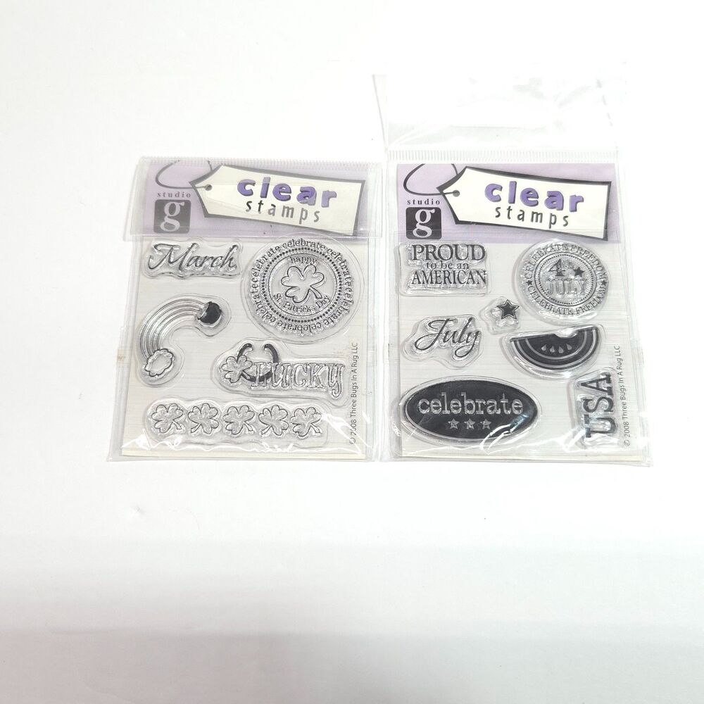 Studio G Clear Stamp Lot Months March July Holiday Craft Set Lot of 2